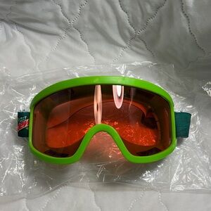 Green and Orange Ski Goggles